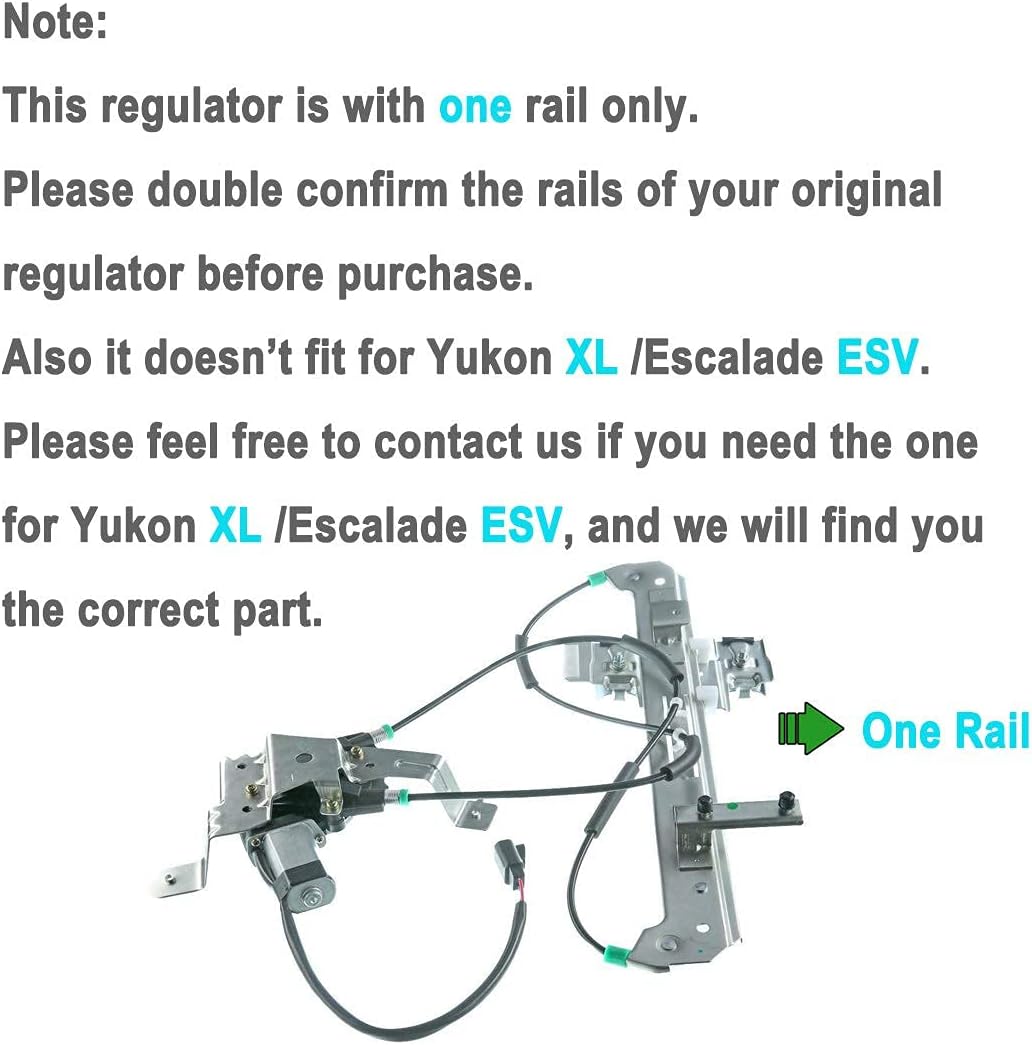 Rear Left Window Regulator with Motor for Chevrolet Tahoe GMC Yukon 2000-2006 Cadillac Escalade 2002-2006 Pack of 2 S8688