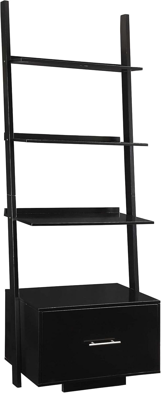 Gray Ladder Bookcase with File Drawer K171