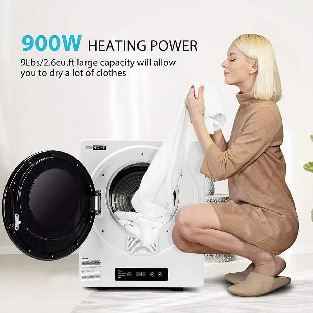 2.6 Cu.ft 900W Portable Laundry Dryer with Stainless Steel Drum L552