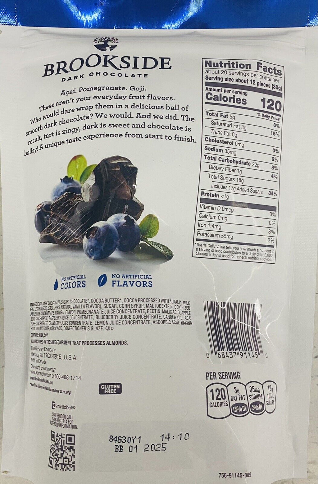 Dark Chocolate ACAI & BLUEBERRY FLAVORS 21 Oz Bag O37321