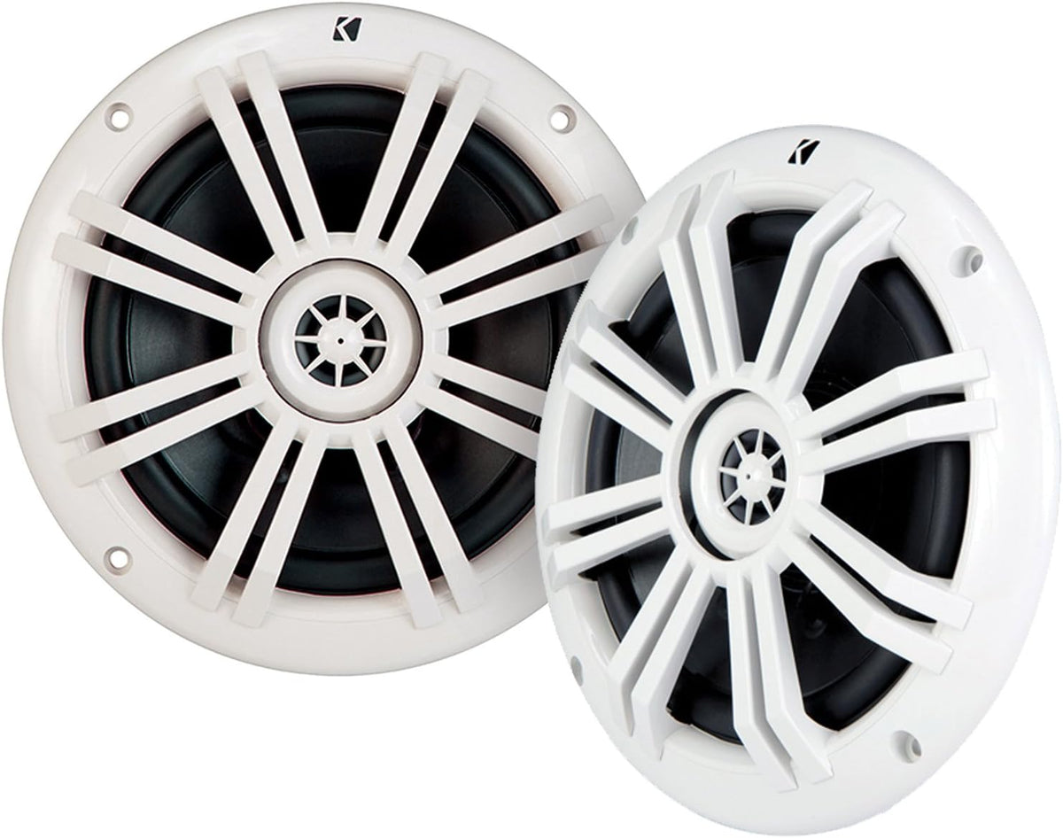 6.5 White Marine Boat Coaxial Speakers Bundle with 4-Channel Amplifier and Wiring Kit T61073