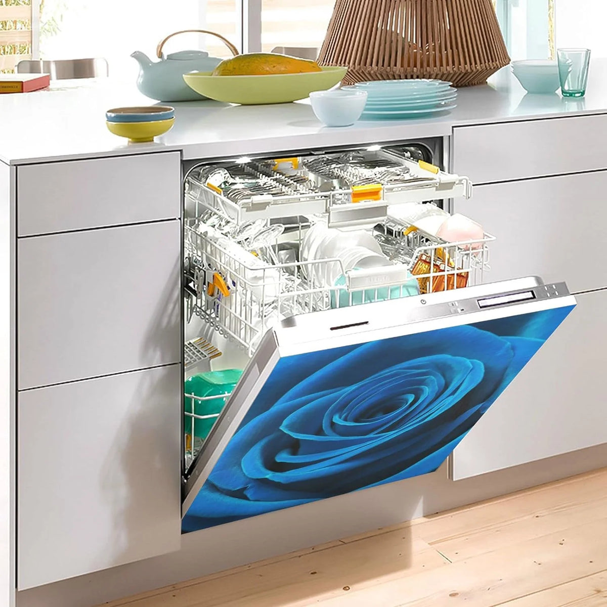 Blue Rose Magnetic Dishwasher Cover 23 x 26 Inch J296