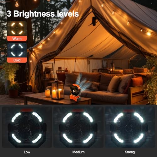 40000mAh Orange Camping Fan with LED Light N5521