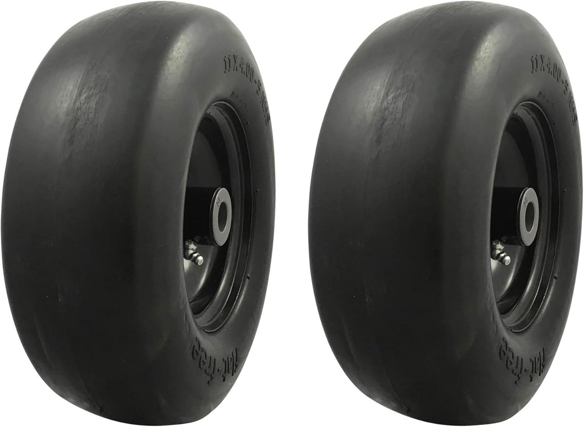 11x4.00-5 Flat Free Lawnmower Tire Assembly, Pack of 2 T971471
