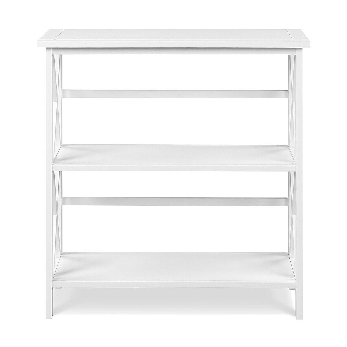 3-Tier White Wooden Open Shelf Bookcase P6555