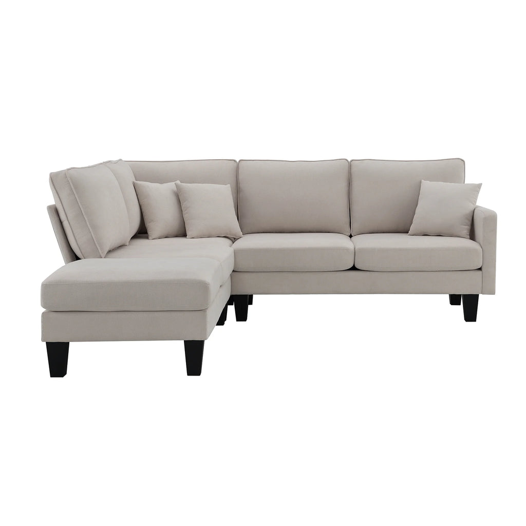 Beige L Shape Sectional Sofa with Recliner K80534