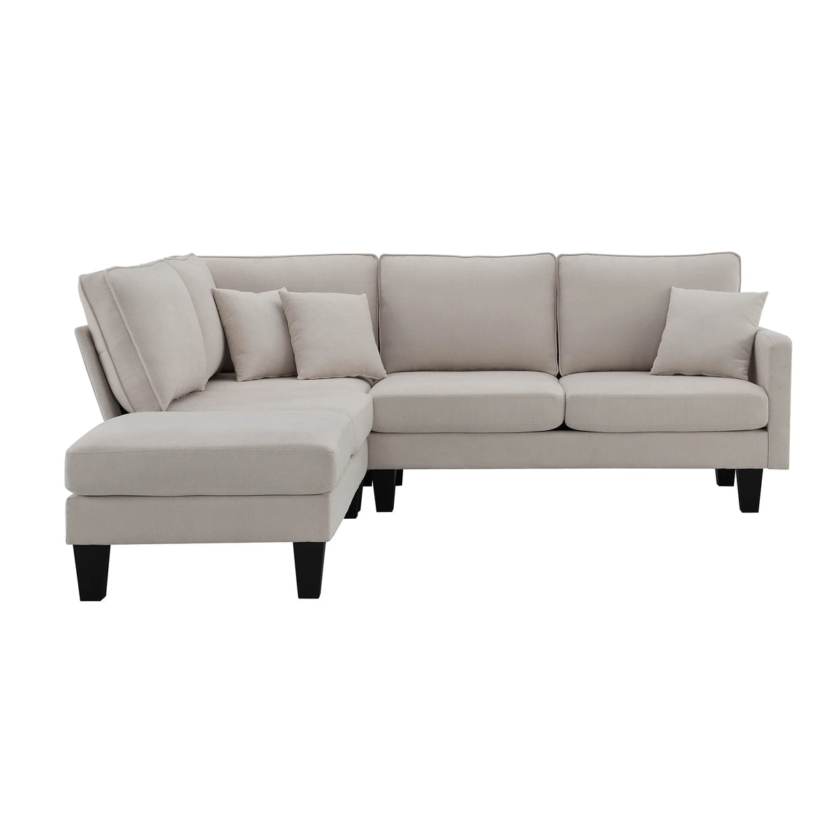 Beige L Shape Sectional Sofa with Recliner K80534