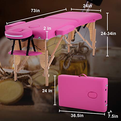 Portable Massage Table 24 inche Wide 2 Folding Heigh Adjustable Spa Table V6629