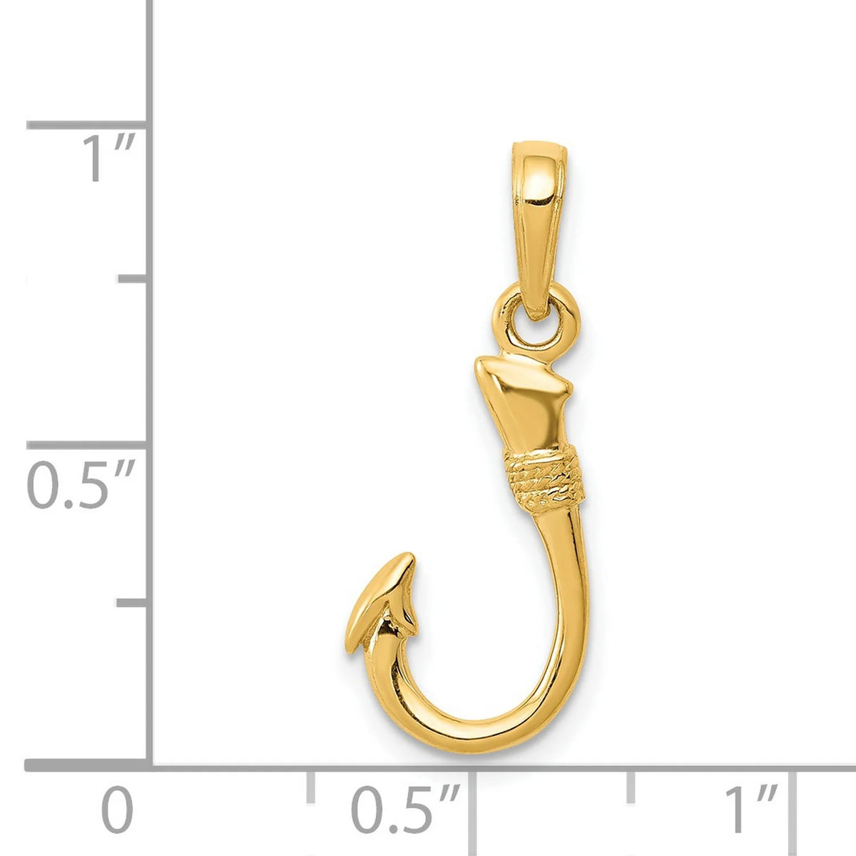 14k Yellow Gold Fish Hook Pendant 21 mm x 8 mm M8482