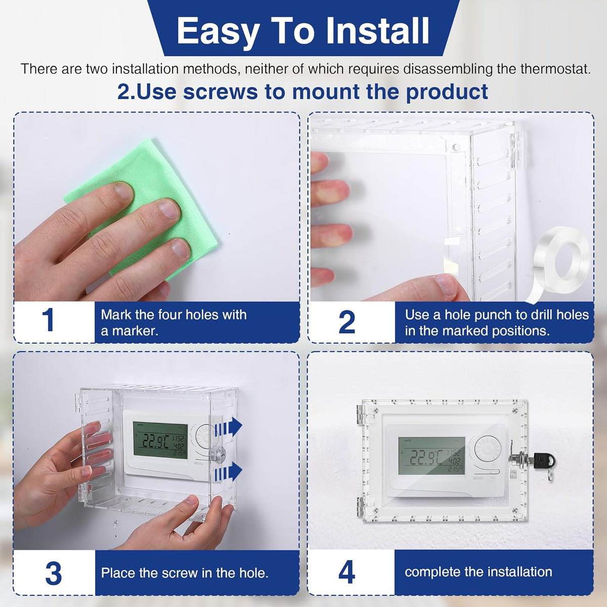 Clear Thermostat Lockable Box with Keys B35785