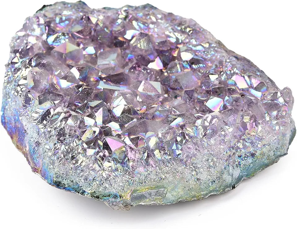Large Titanium Coated Amethyst Cluster Crystal Geode 1pc H350
