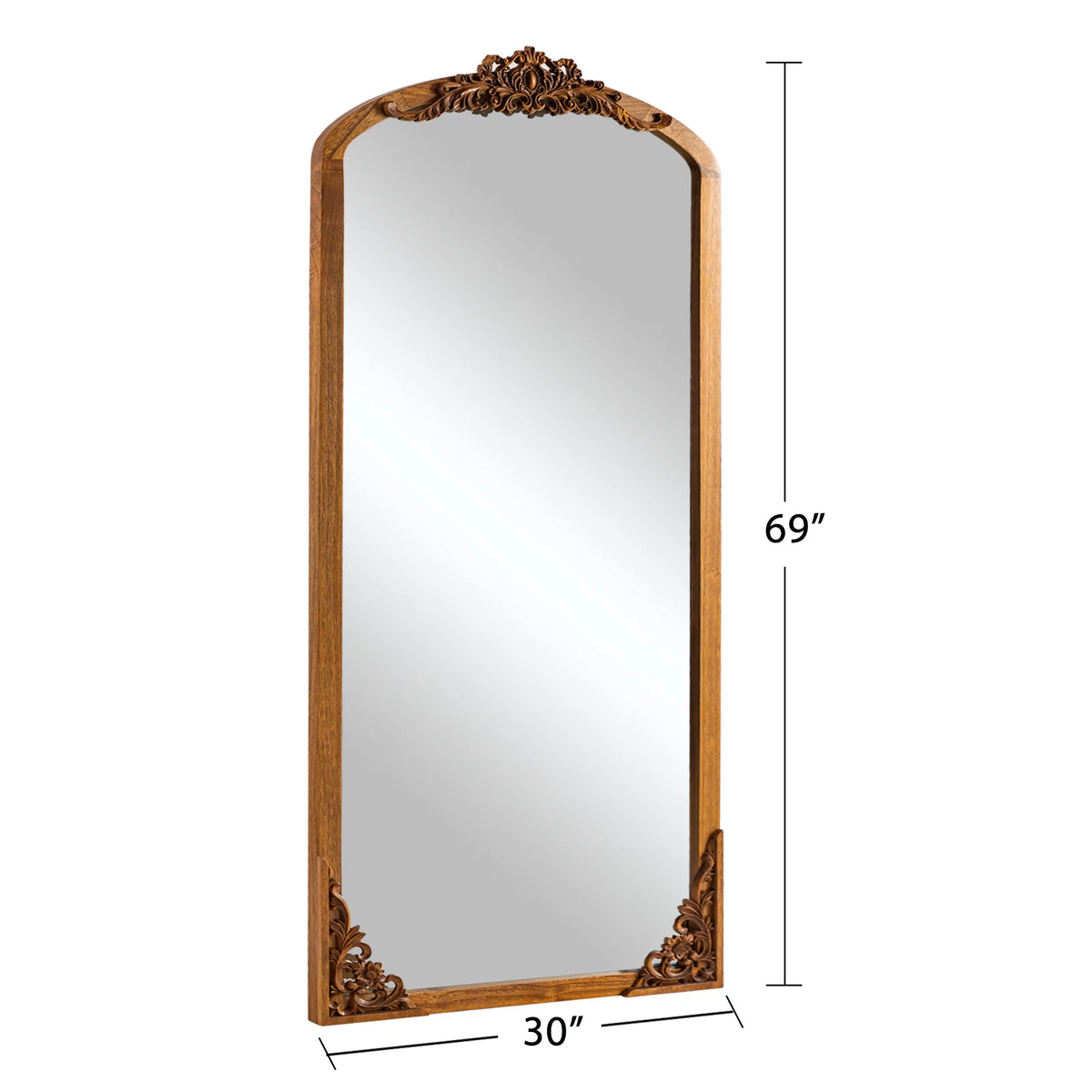 Wooden Arch Full Length Mirror 30"x 70" Gold E7244