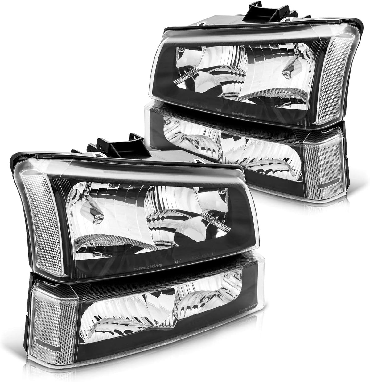 Chrome Housing Clear Reflector Smoke Lens Headlight Assembly M93003