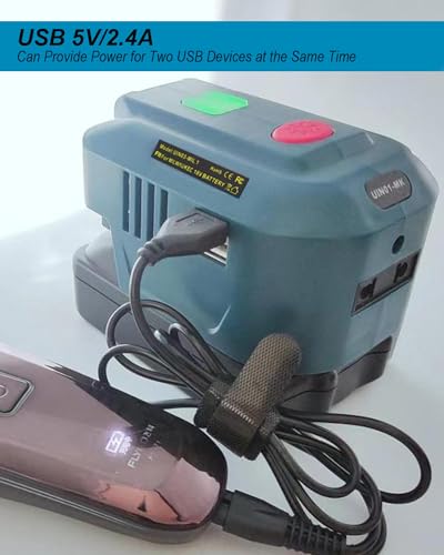 150W Power Inverter Generator for 18V Lithium Battery, DC 18V to AC 110V-120V Portable Power Station with 2 USB & AC Outlet & 200LM LED Light L360