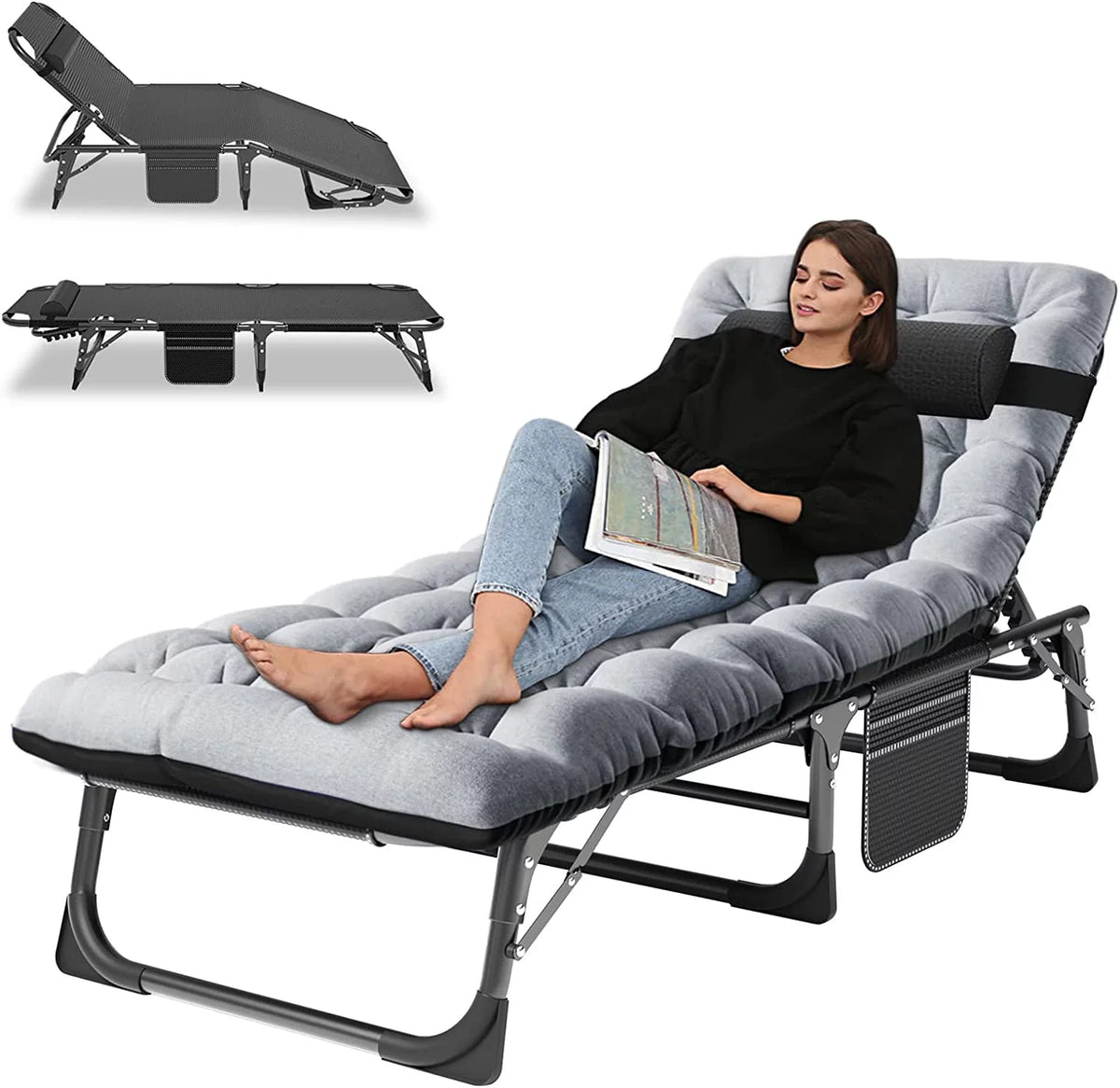 Folding Sleeping Cot with Mattress and Pillow R8491