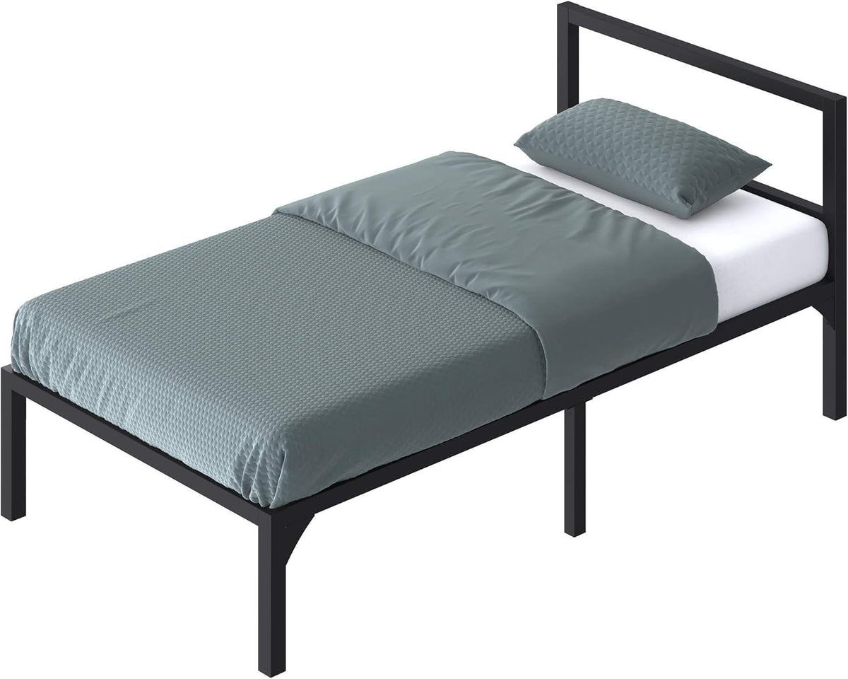 Black Twin Size Metal Bed Frame with Headboard W17684