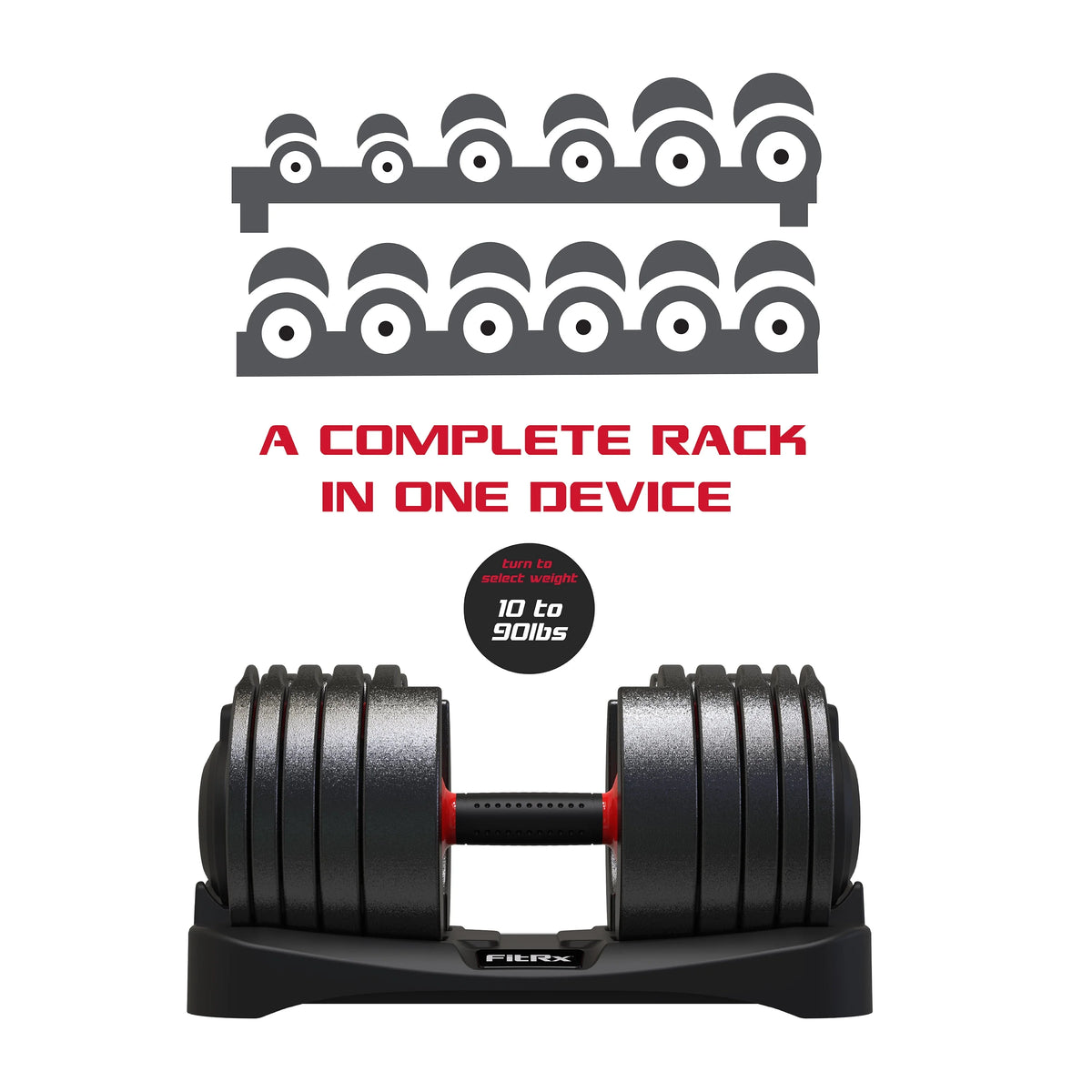 Adjustable Dumbbell 10-90 lbs Black O451