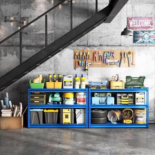 48" W Blue 3-Tier Metal Garage Shelving Q534