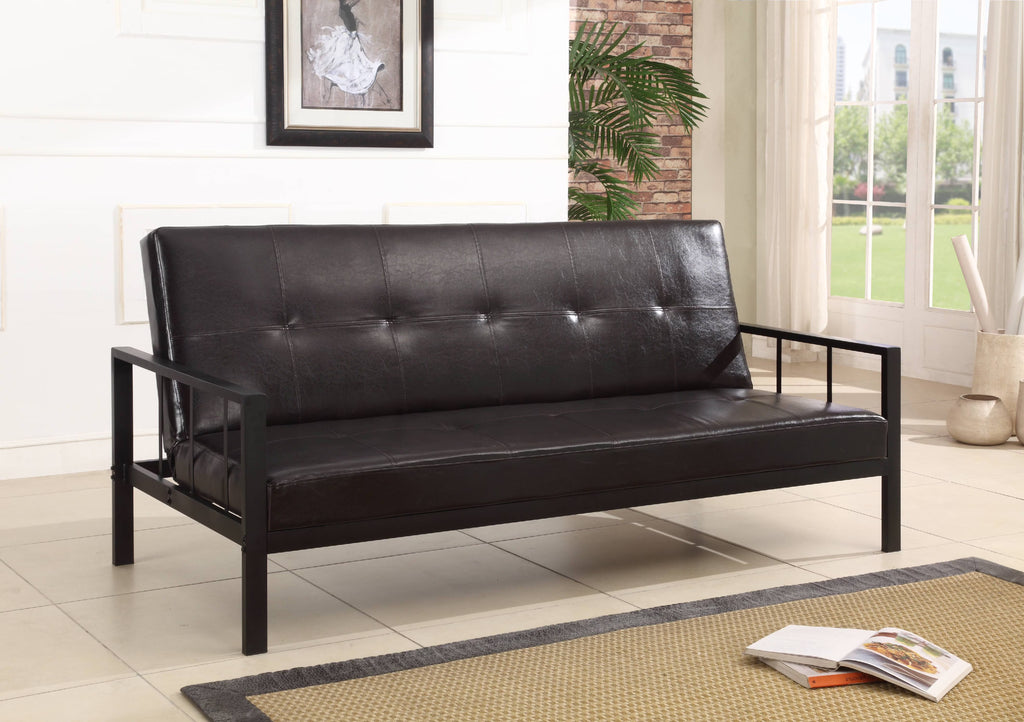 Black Faux Leather Klik Klak Sofa Futon Y995