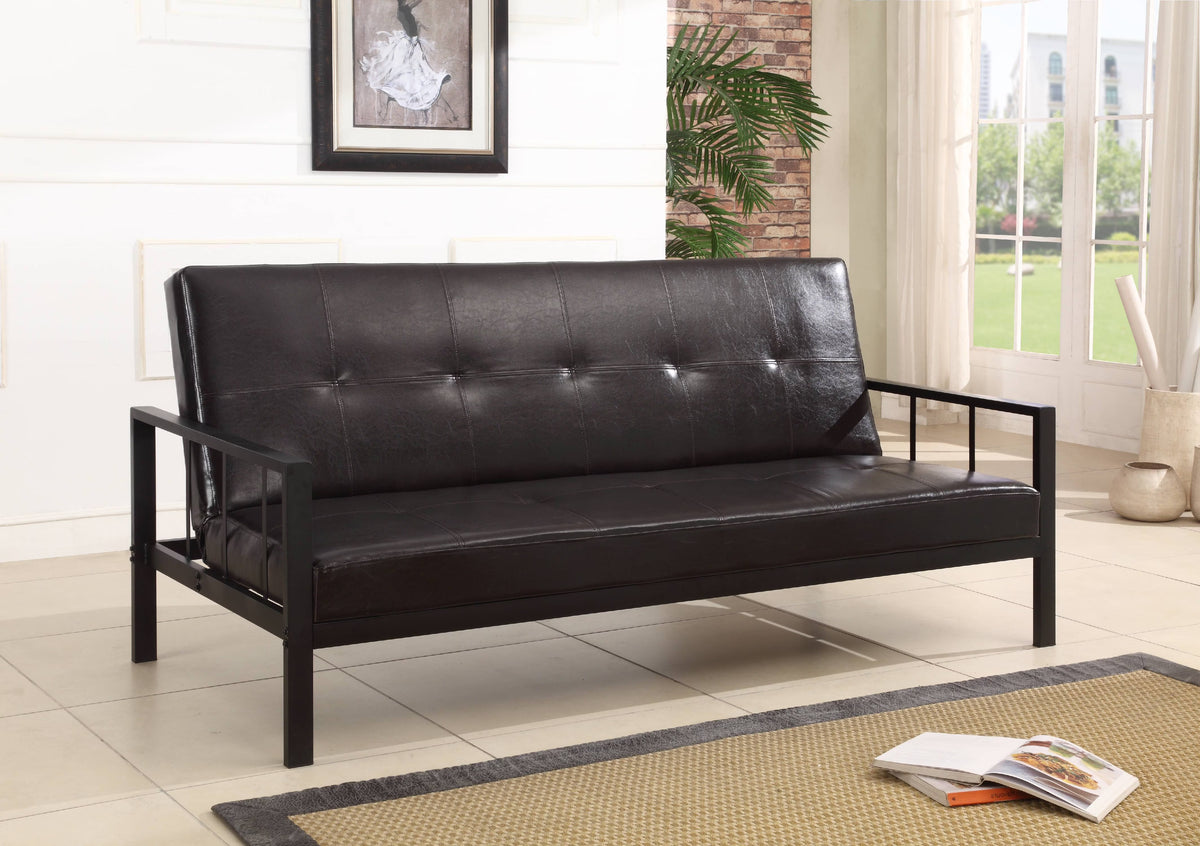 Black Faux Leather Klik Klak Sofa Futon Y995