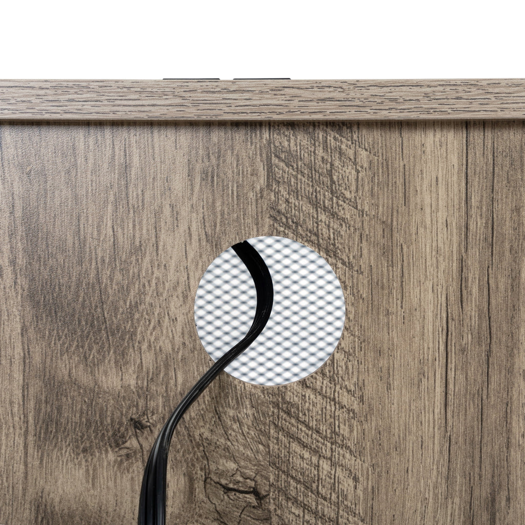 Farmhouse Nightstand with Power Outlets, USB Ports, Cabinet, Storage Shelf P813282