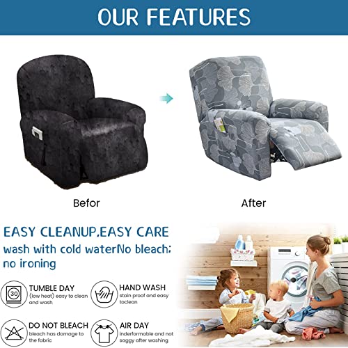 4-Pieces Non Slip Recliner Slipcovers with Storage Pockets G899