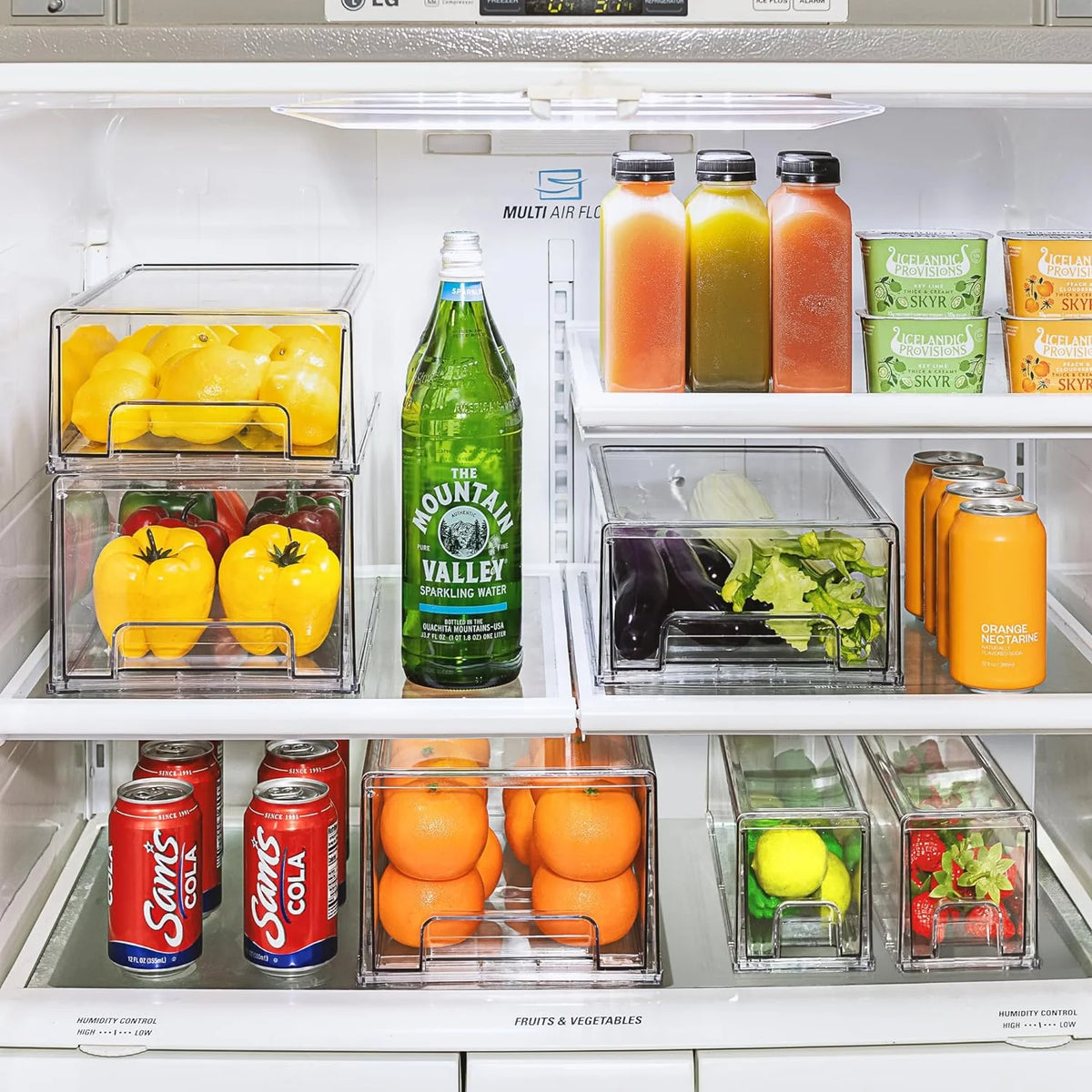 Clear Stackable Fridge Drawer Bins, 2 Pack Medium G54632