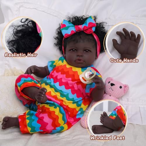 18-Inch Realistic Black Baby Doll with Clothes and Toy J286