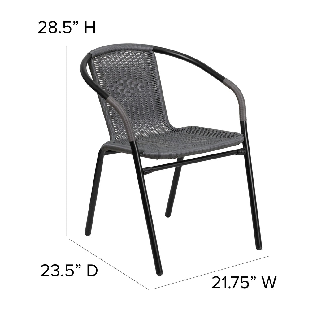 2 Pack Gray Rattan Stack Chair O3365