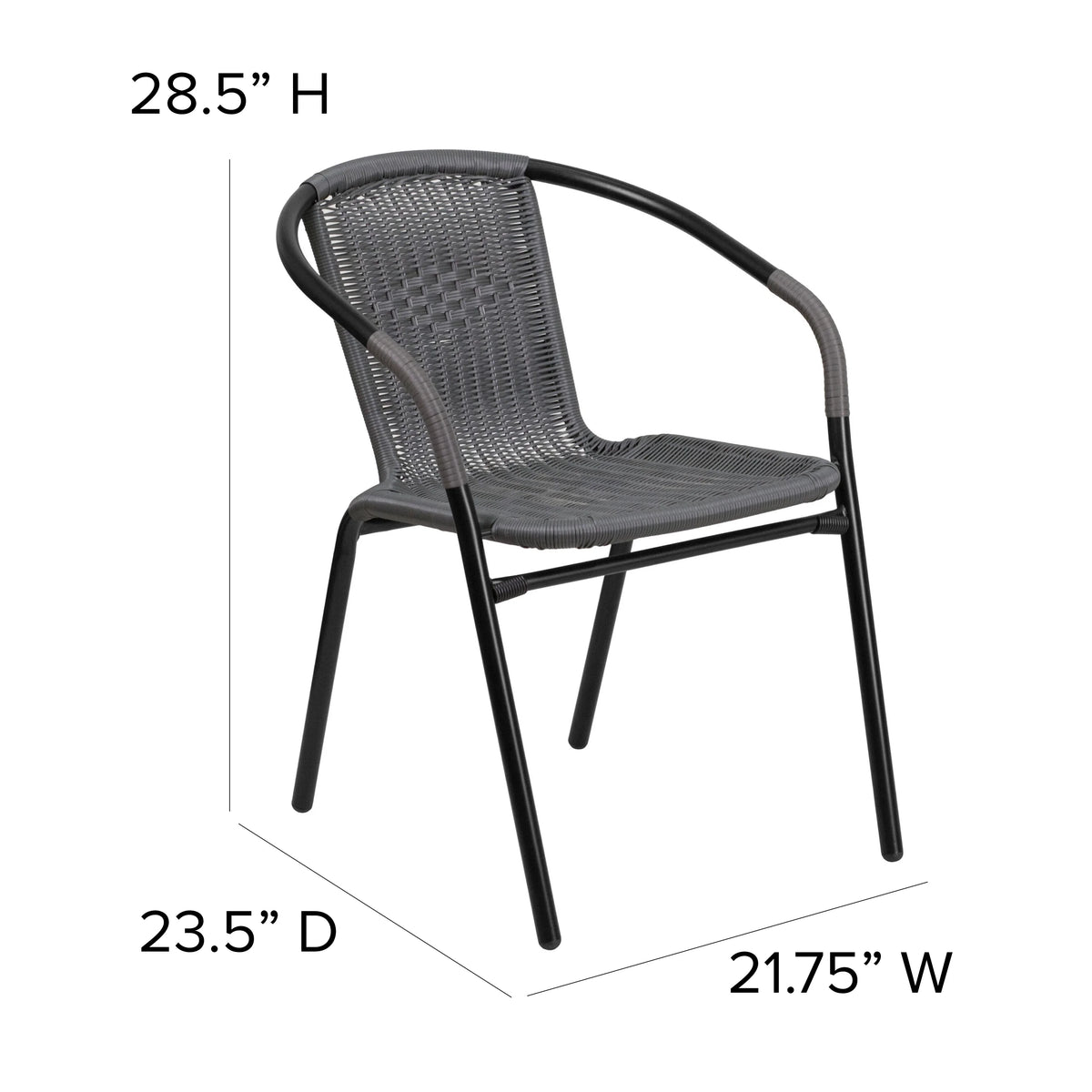 2 Pack Gray Rattan Stack Chair O3365