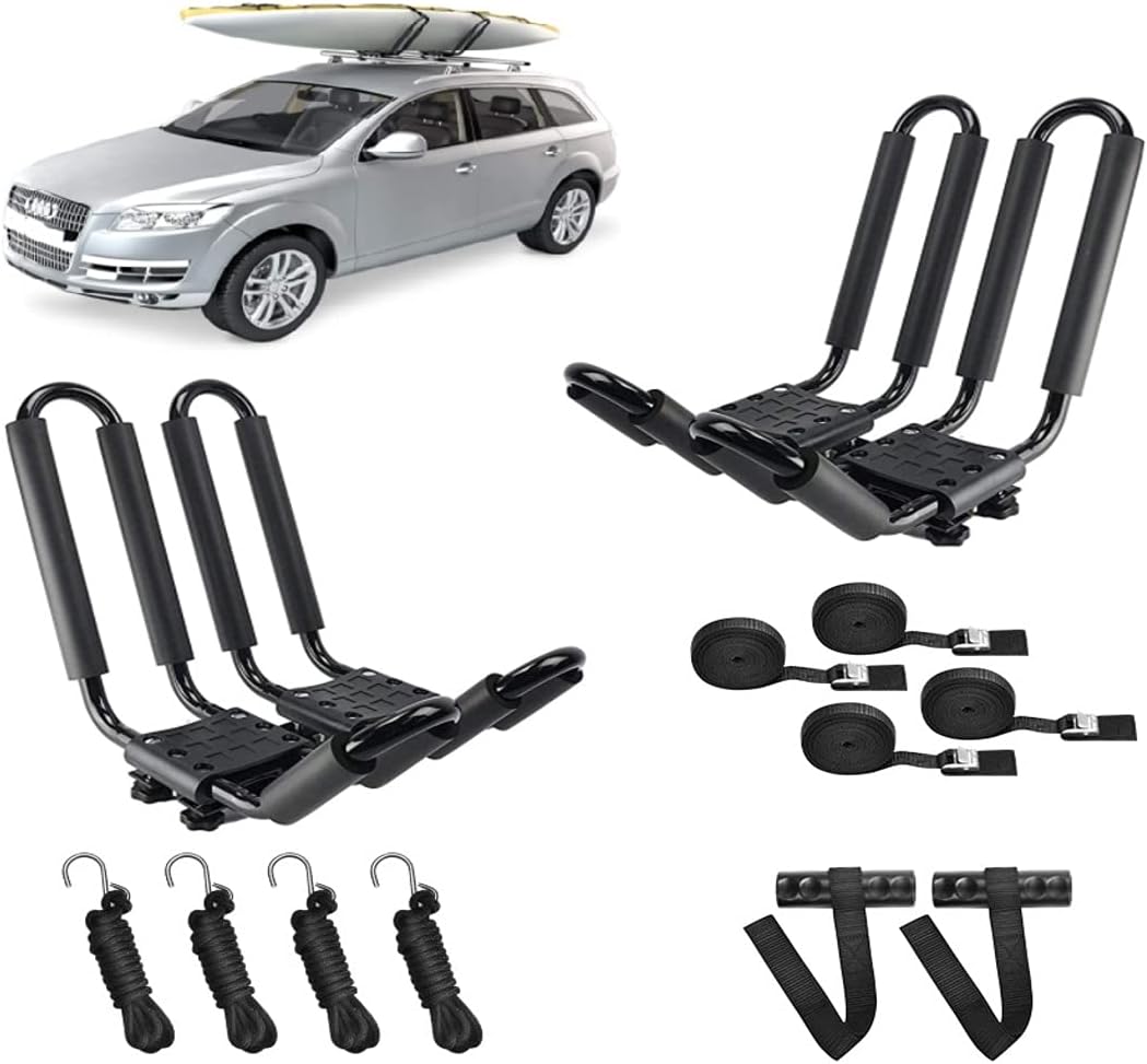 2 Pair Double Folding J Bar Kayak Rack Car Roof Carrier U23819