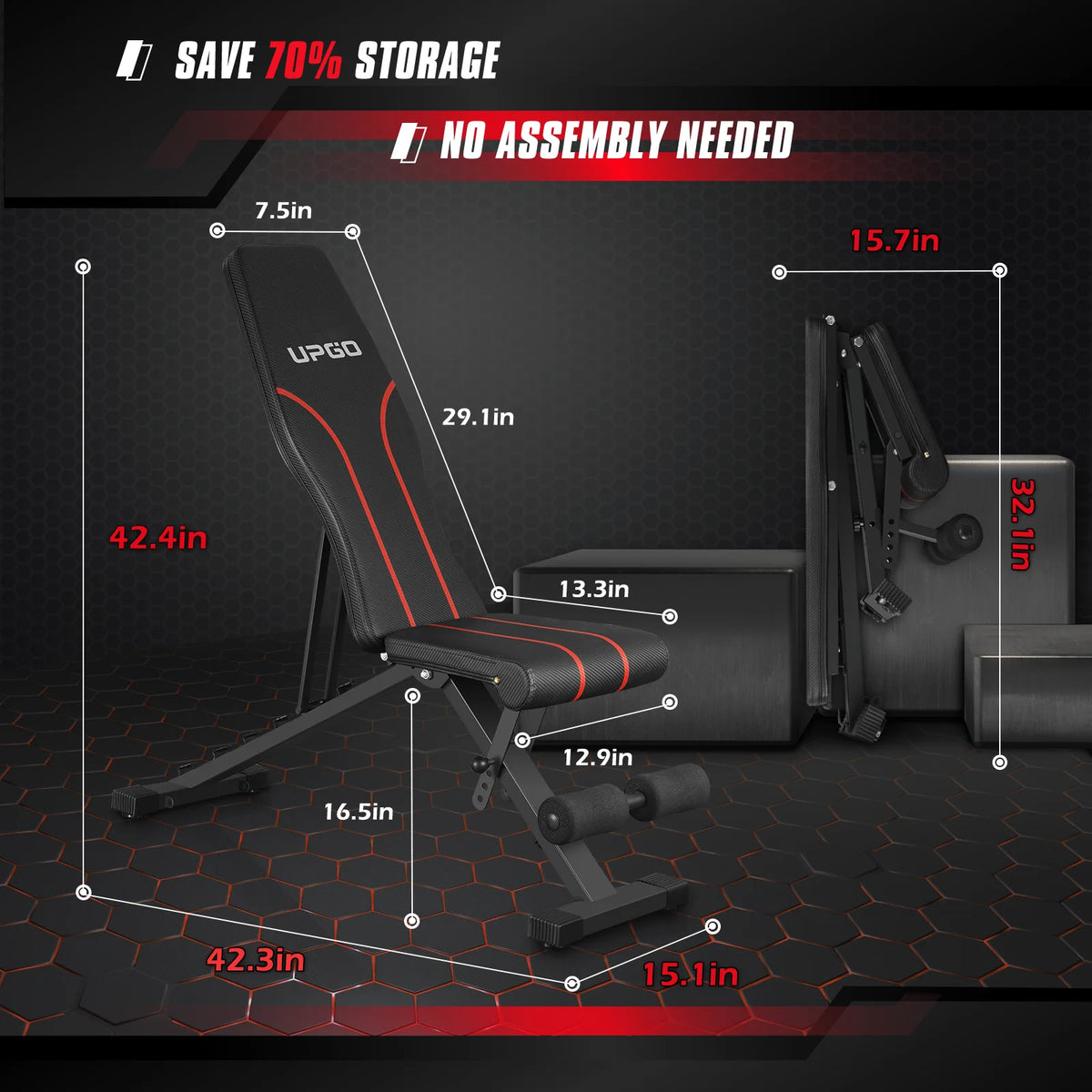 Adjustable Weight Bench 660lbs Capacity Foldable J65344