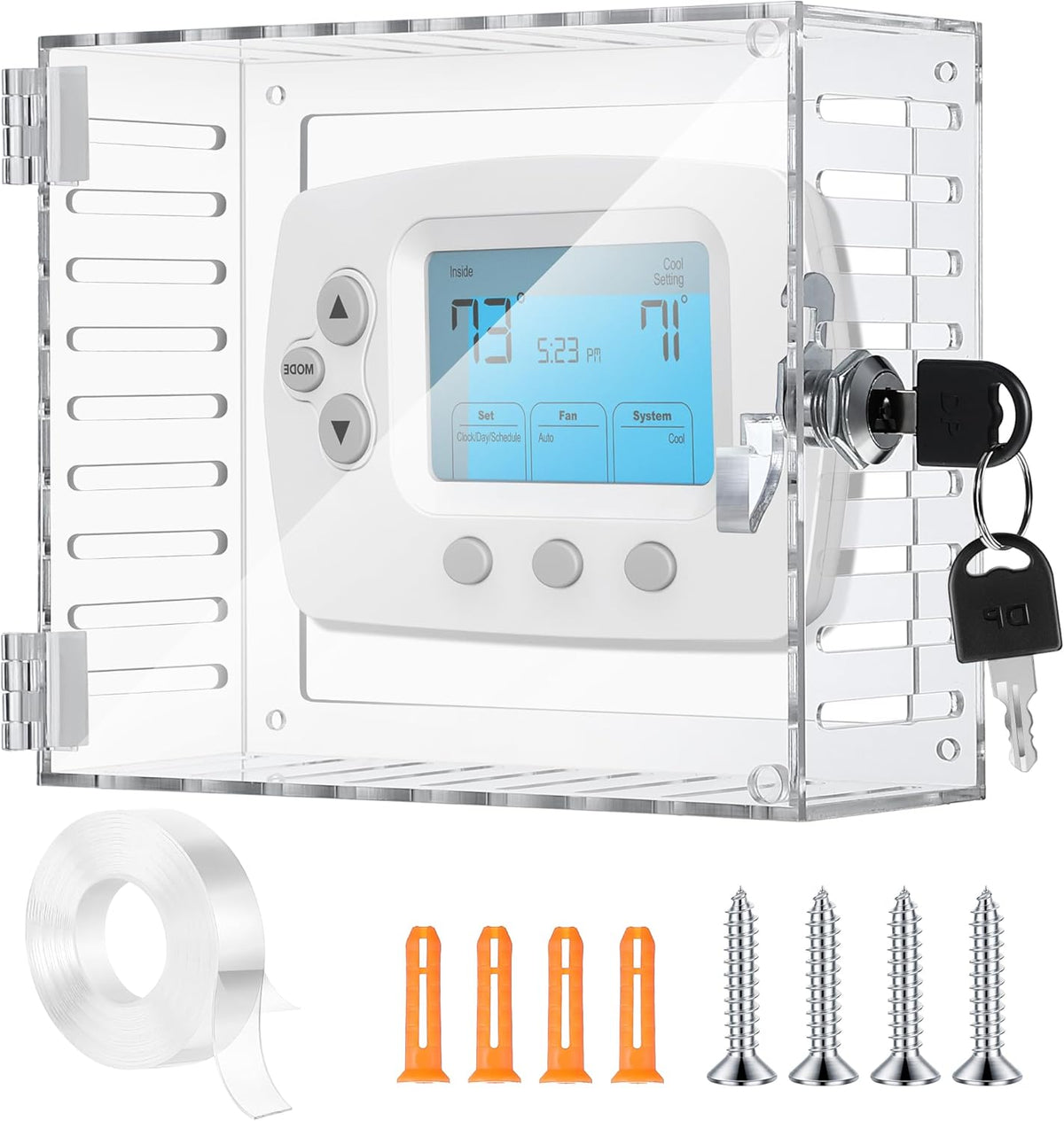 Clear Thermostat Lockable Box with Keys B35785