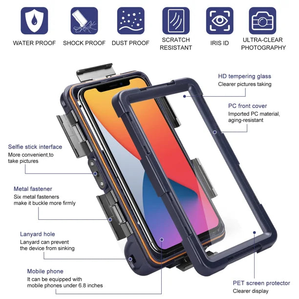 Waterproof Protective Case for Phones Up to 6.9 Inch with Lanyard U41489