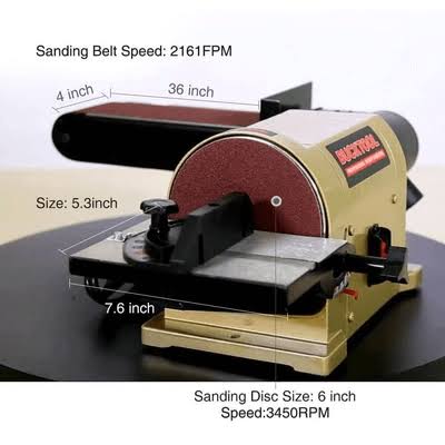 Belt Disc Sander Benchtop with 3/4HP Direct-Drive Motor and Portable Al Base Z224362