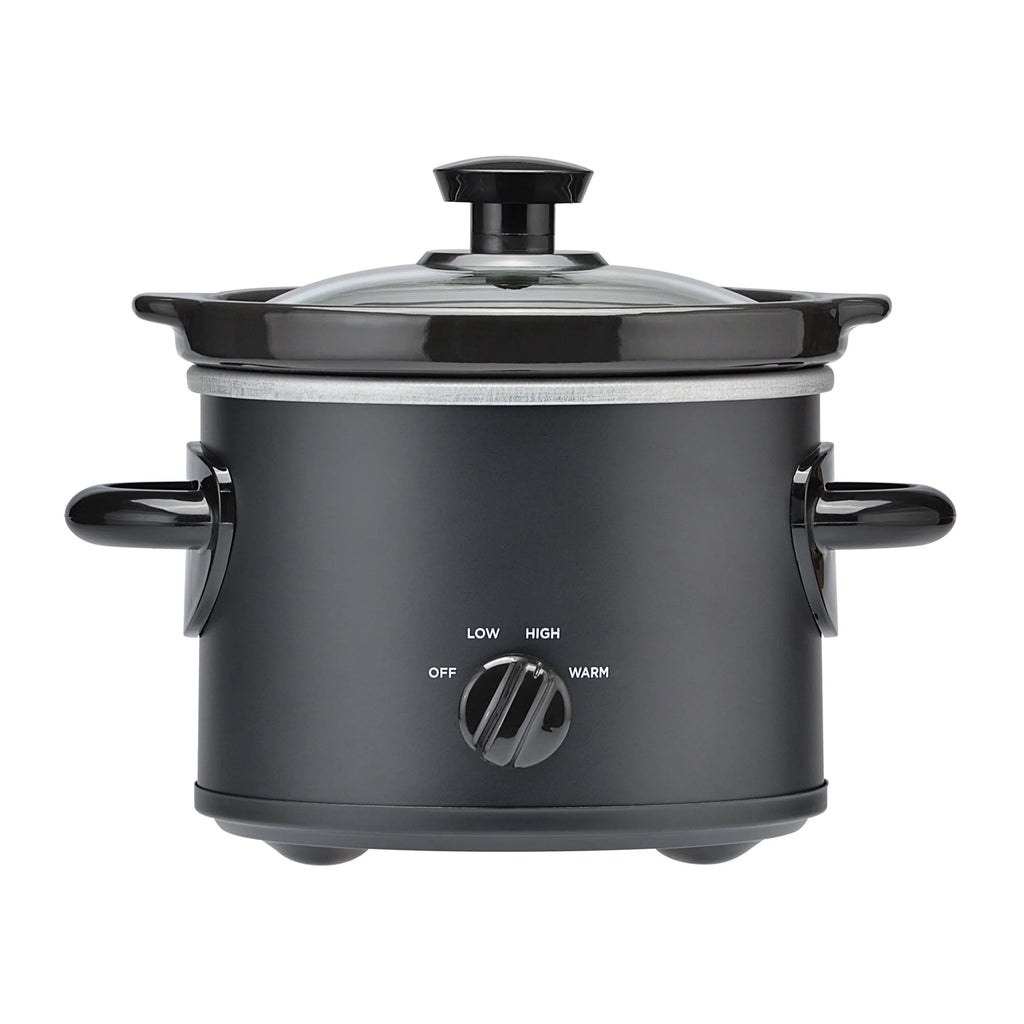 2 QT Slow Cooker, Matte Black Finish, Removeable Stoneware Pot I295876