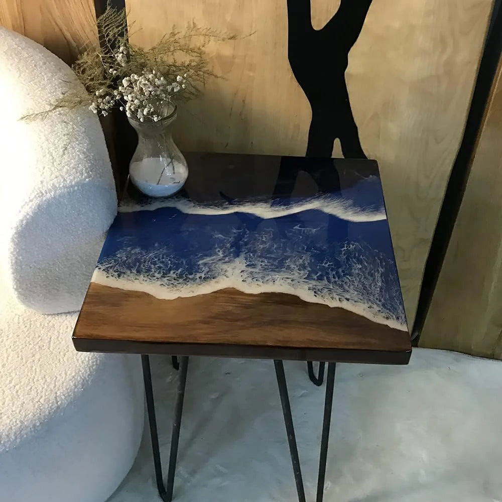 Natural Edge Epoxy Resin Wood Coffee Table Hairpin Legs I606306