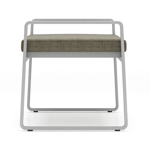 Blue Fabric Two Seat Bench with Brushed Nickel Frame R94836