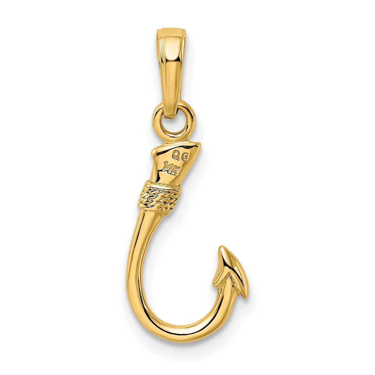 14k Yellow Gold Fish Hook Pendant 21 mm x 8 mm M8482