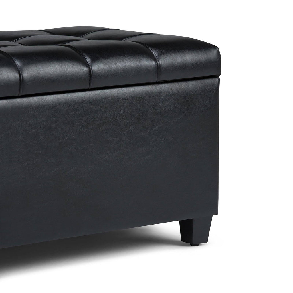 Midnight Black Storage Ottoman Bench G584