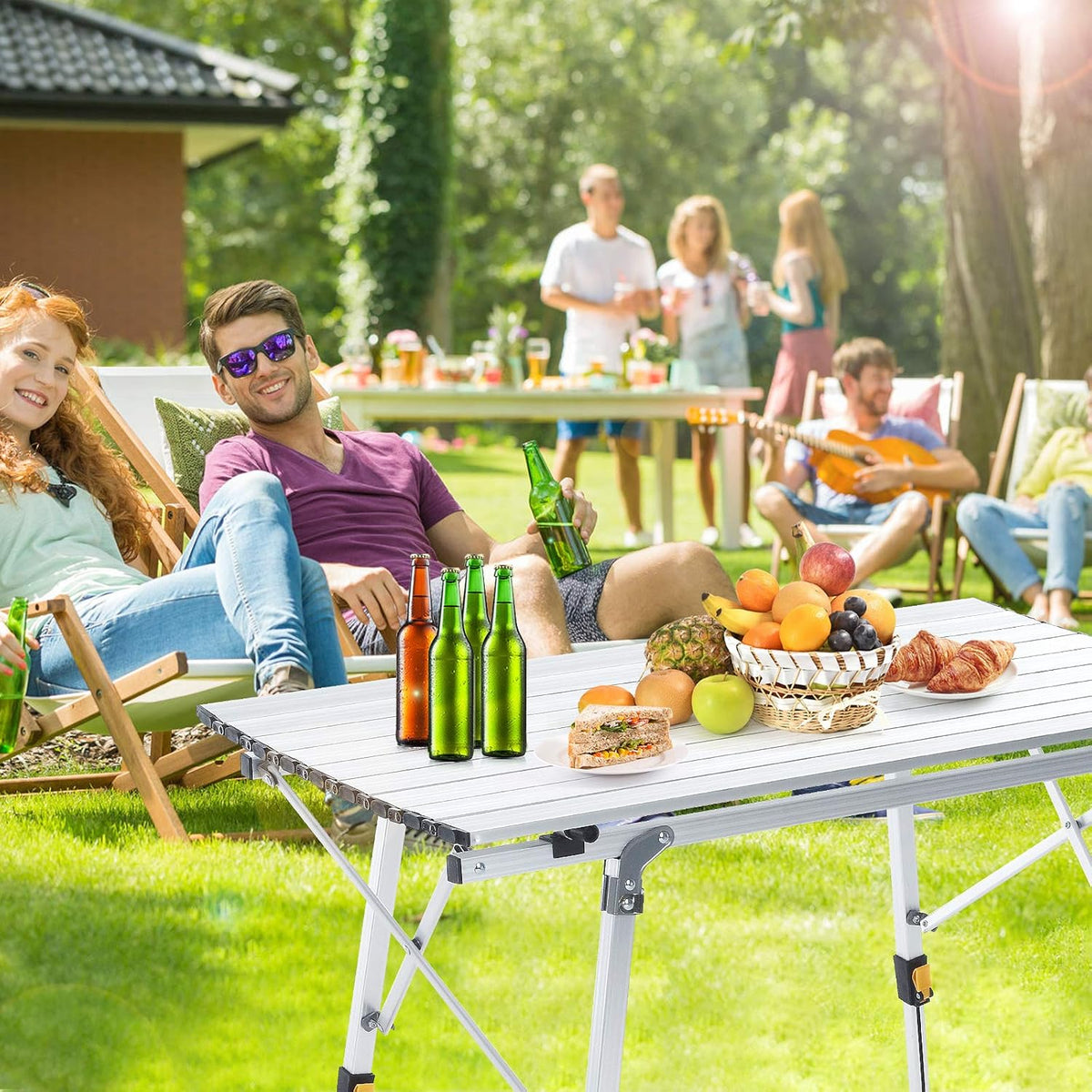 Folding Portable Aluminum Camping Table with Tablecloth T653