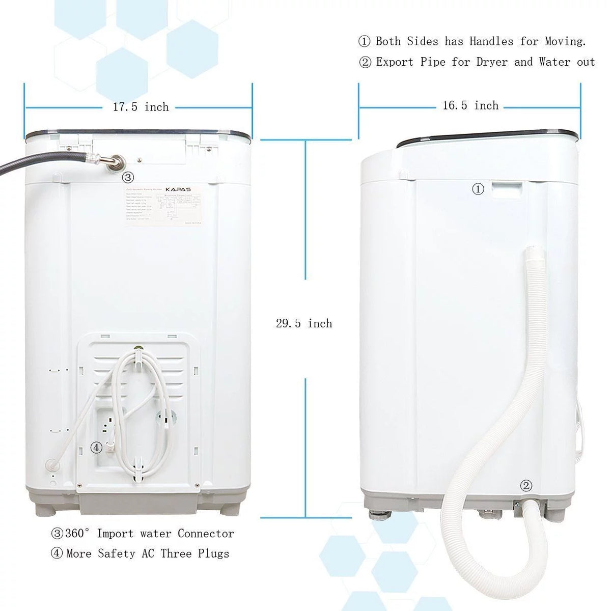 Compact Washing Machine with 8 lbs Capacity Top Load Tub Washer L355863