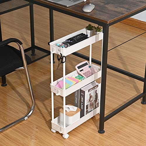Slim Rolling Storage Cart, 4 Tier, White V4160