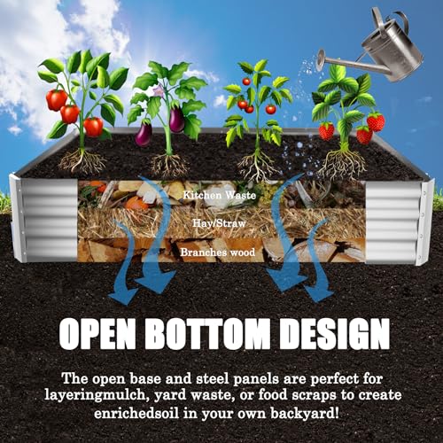 Silver 8×4×1ft Galvanized Metal Raised Garden Bed Planter Box 2PCS W91017