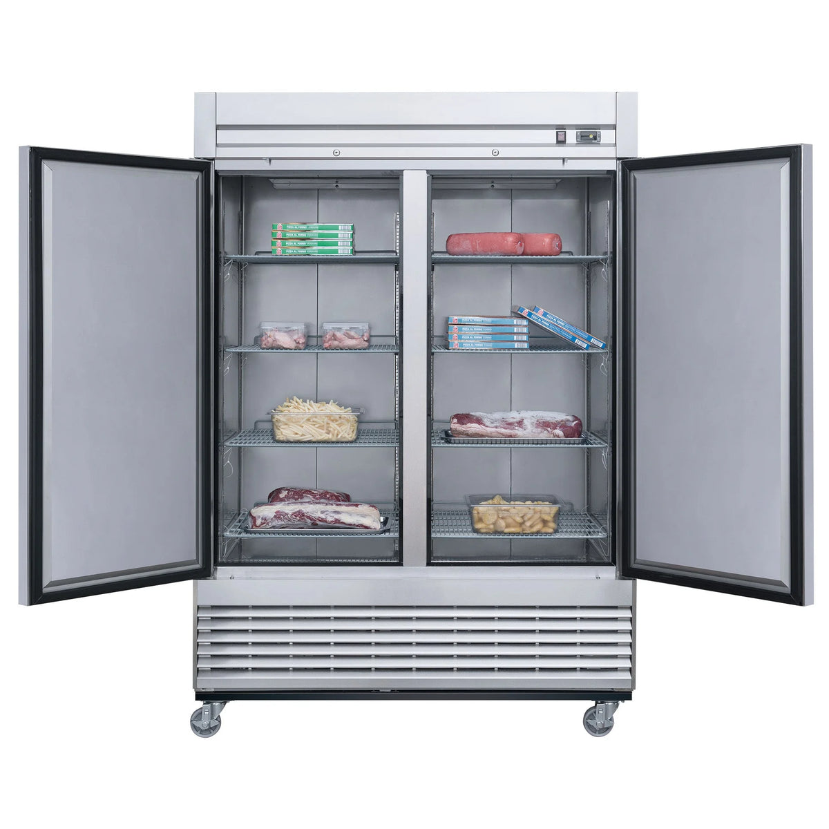 55 in. Two Door Upright Reach-in Freezer in Stainless Steel 40.7 Cu. Ft. N5543