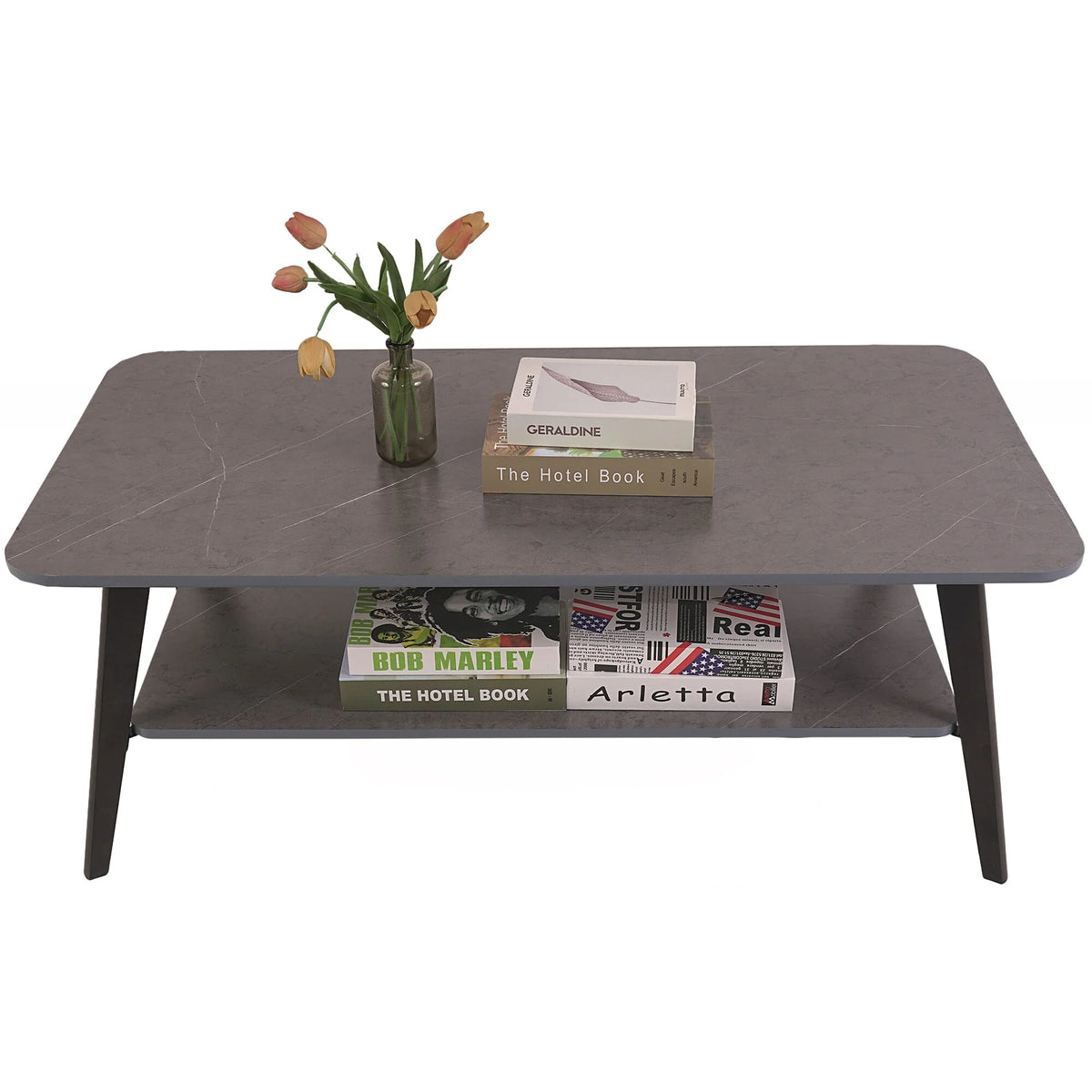 2-Tier Wood Coffee Table with Storage Shelf V119