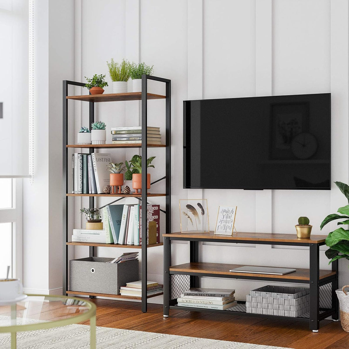 5-Tier Bookshelf with Steel Frame E770944