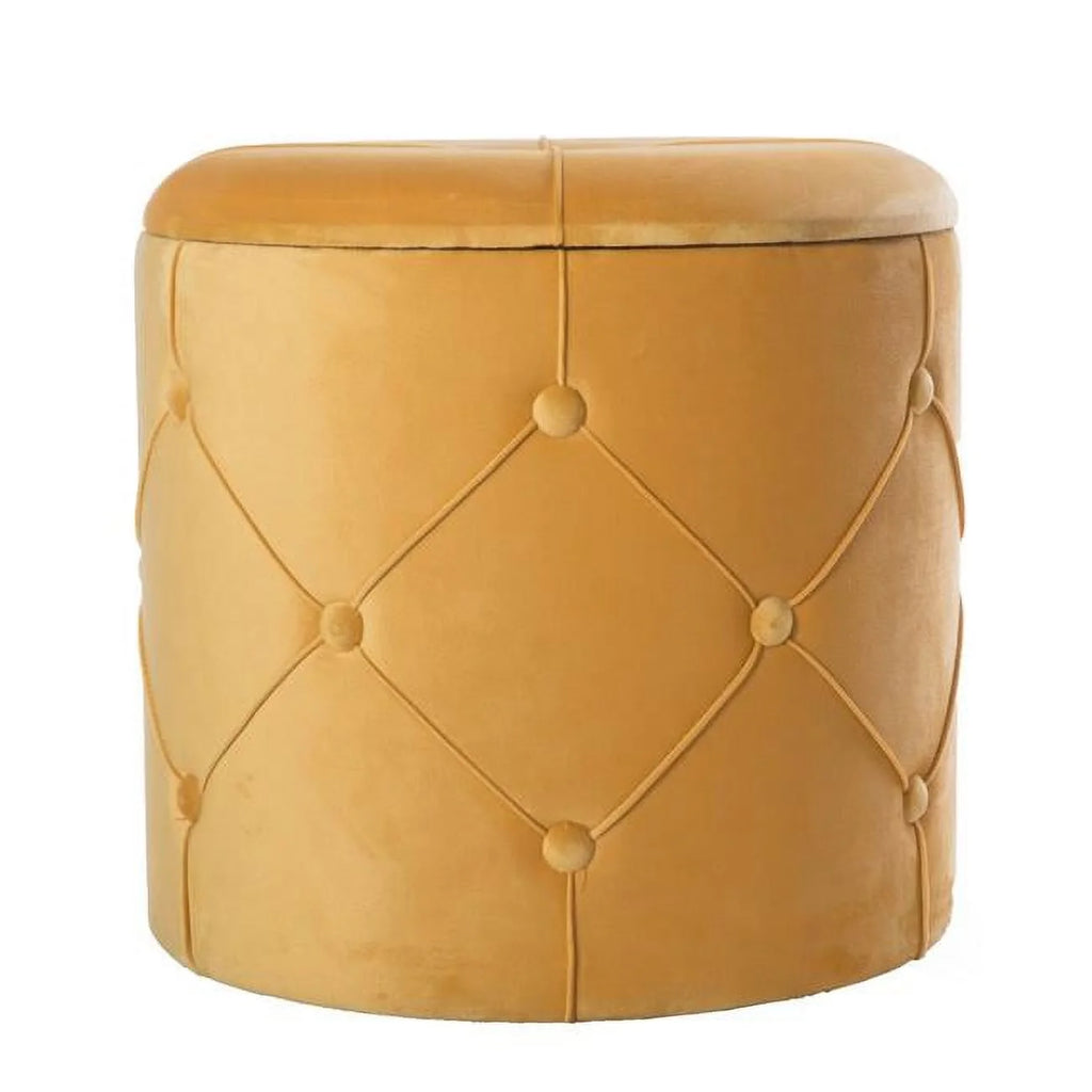 Round Wooden Velvet Ottoman Stool with Lid B709