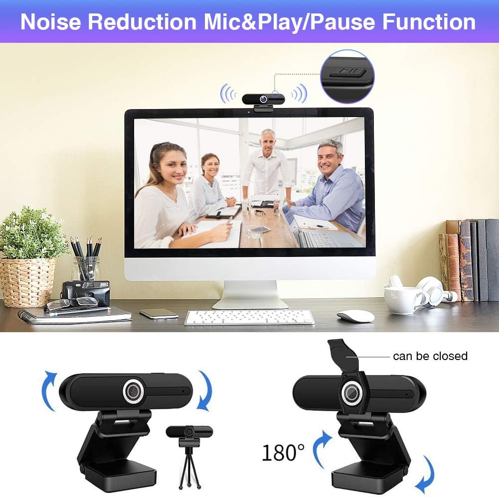 4K Webcam with Microphone, Privacy Cover J344