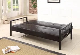 Black Faux Leather Klik Klak Sofa Futon Y995